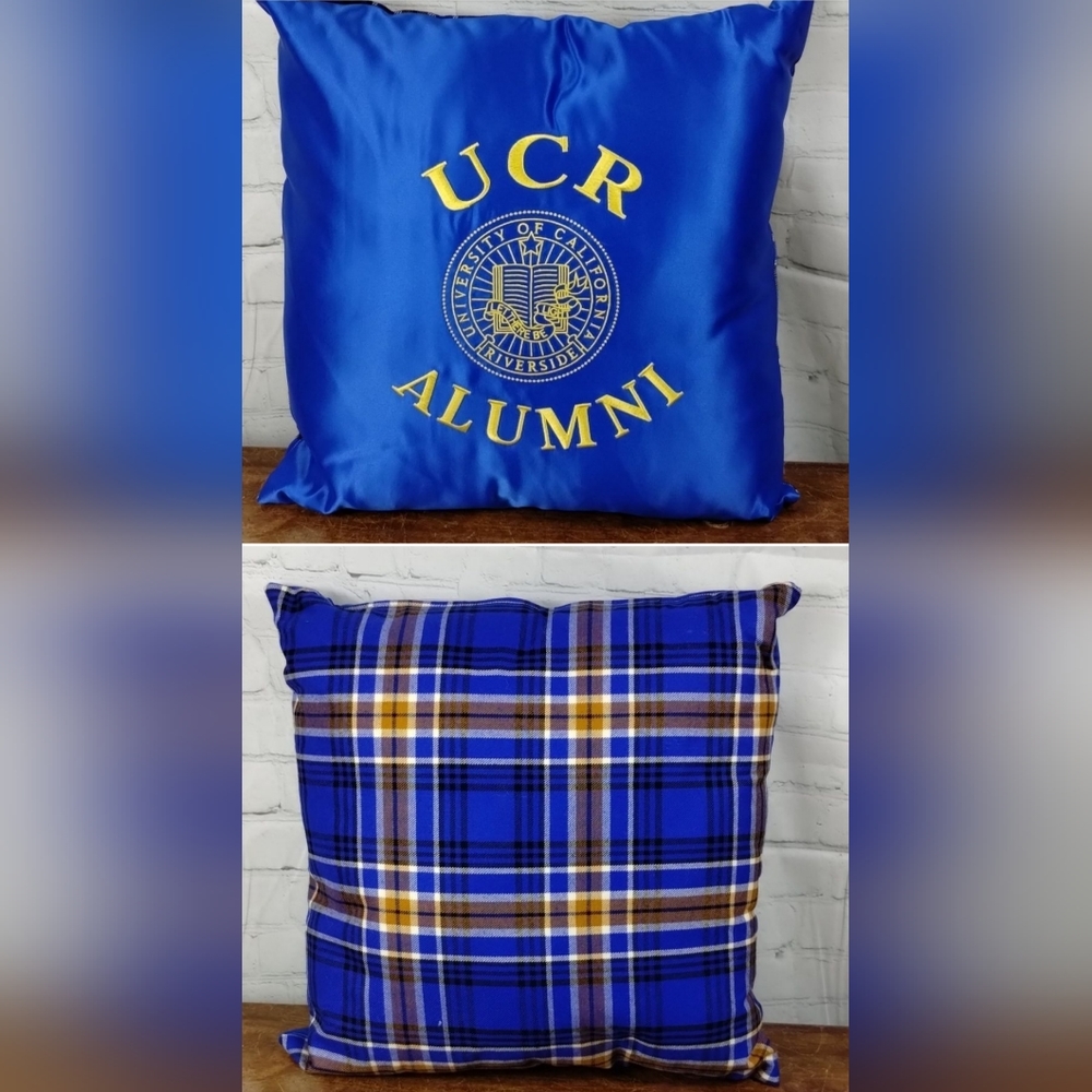 University Of California Riverside Alumni Silky Front Plaid Back Pillow